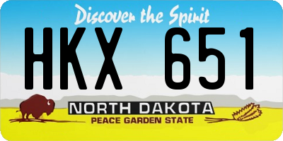 ND license plate HKX651