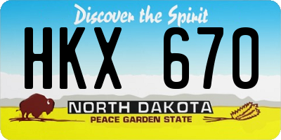 ND license plate HKX670