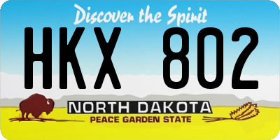 ND license plate HKX802