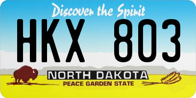 ND license plate HKX803