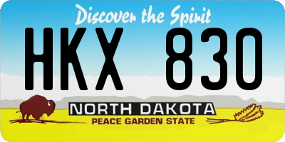 ND license plate HKX830