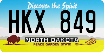 ND license plate HKX849