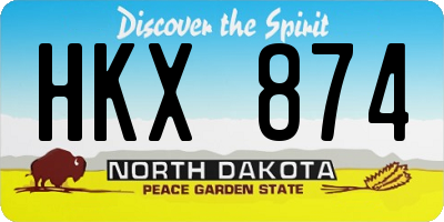 ND license plate HKX874