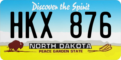 ND license plate HKX876