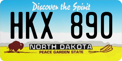 ND license plate HKX890