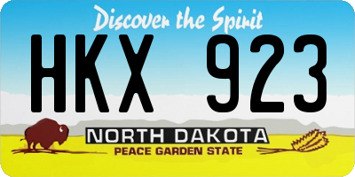 ND license plate HKX923