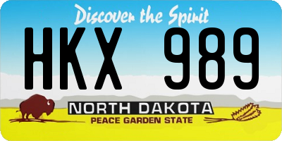 ND license plate HKX989