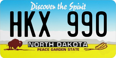 ND license plate HKX990