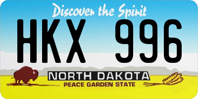 ND license plate HKX996