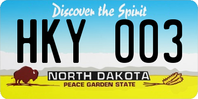 ND license plate HKY003