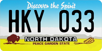 ND license plate HKY033