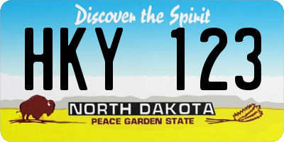 ND license plate HKY123