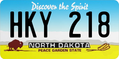 ND license plate HKY218