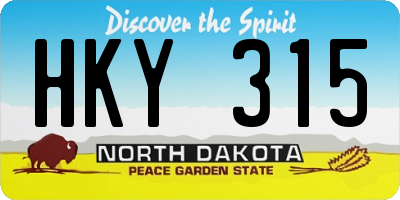 ND license plate HKY315