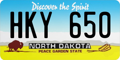 ND license plate HKY650