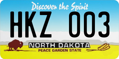 ND license plate HKZ003