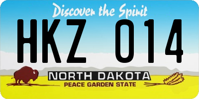 ND license plate HKZ014