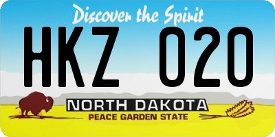 ND license plate HKZ020