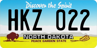 ND license plate HKZ022