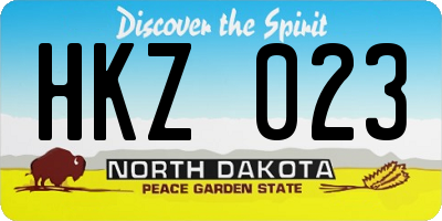 ND license plate HKZ023