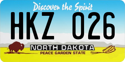 ND license plate HKZ026