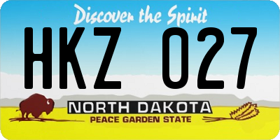 ND license plate HKZ027