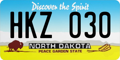 ND license plate HKZ030