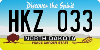 ND license plate HKZ033