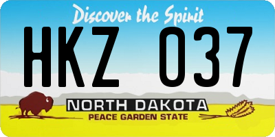 ND license plate HKZ037