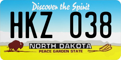 ND license plate HKZ038