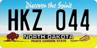 ND license plate HKZ044