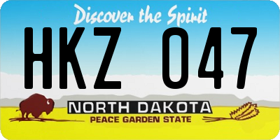 ND license plate HKZ047