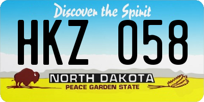 ND license plate HKZ058