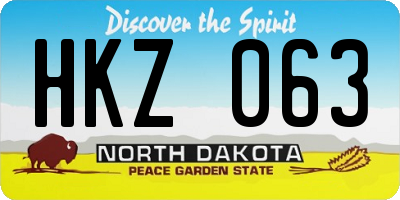 ND license plate HKZ063
