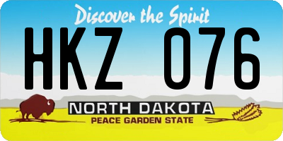 ND license plate HKZ076