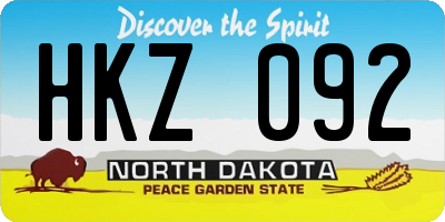 ND license plate HKZ092