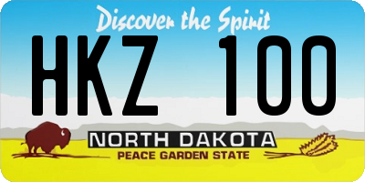 ND license plate HKZ100