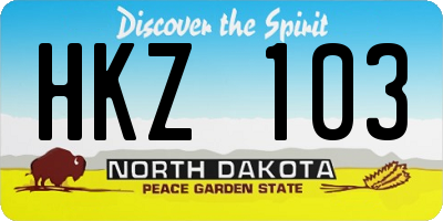 ND license plate HKZ103