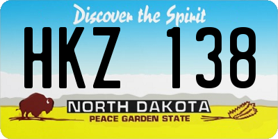 ND license plate HKZ138