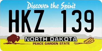 ND license plate HKZ139