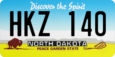 ND license plate HKZ140