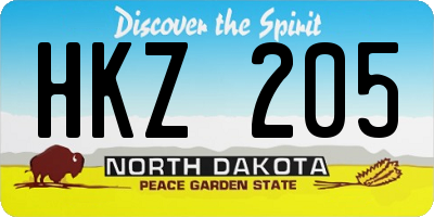 ND license plate HKZ205