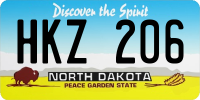 ND license plate HKZ206