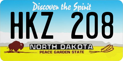 ND license plate HKZ208
