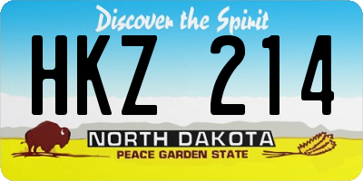 ND license plate HKZ214