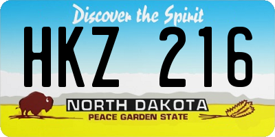 ND license plate HKZ216