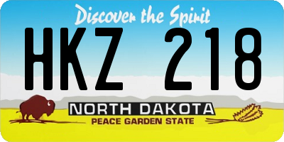 ND license plate HKZ218