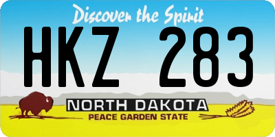 ND license plate HKZ283