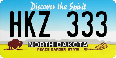 ND license plate HKZ333