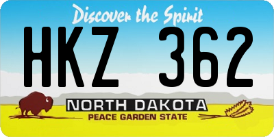ND license plate HKZ362